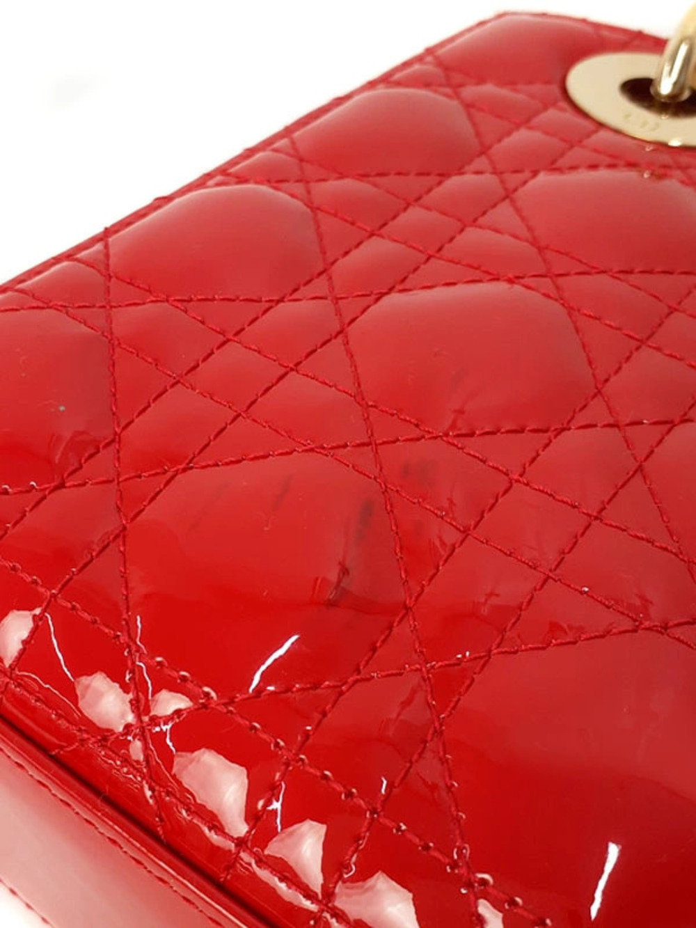 Christian Dior Patent Cannage Lady Dior Bag bright Cherry Red - Picture 5 of 9